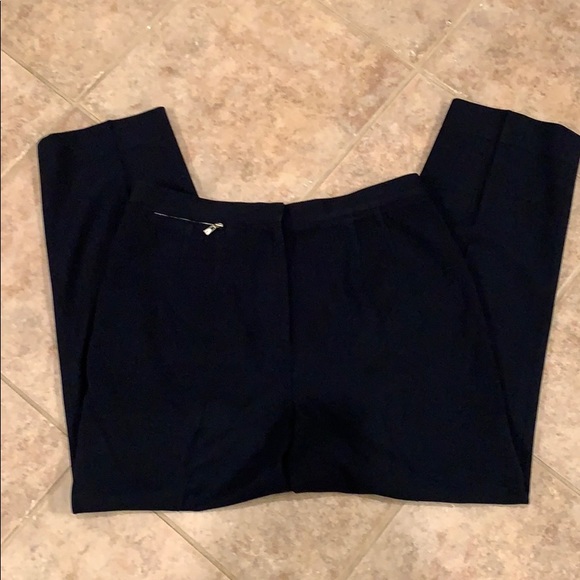 Anne Klein Unlined Wool Blend Blue Ankle Trousers - Picture 2 of 6